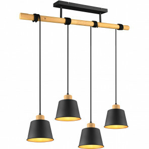 LED Hanglamp - Hangverlichting - Trion Hittal - E27 Fitting - 4-lichts - Rond - Mat Zwart - Aluminium