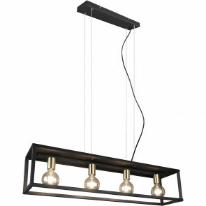 LED Hanglamp - Hangverlichting - Trion Kandin - E27 Fitting - 4-lichts - Rechthoek - Mat Zwart - Aluminium