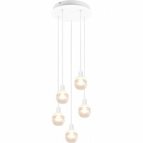 LED Hanglamp - Hangverlichting - Trion Merda - E14 Fitting - 5-lichts - Rond - Mat Wit - Aluminium