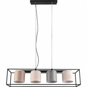 LED Hanglamp - Hangverlichting - Trion Rocky - E27 Fitting - 4-lichts - Rechthoek - Mat Zwart - Metaal 1