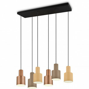 LED Hanglamp - Trion Agido - E27 Fitting - 6-lichts - Zwart met Multicolor Lampenkap 1