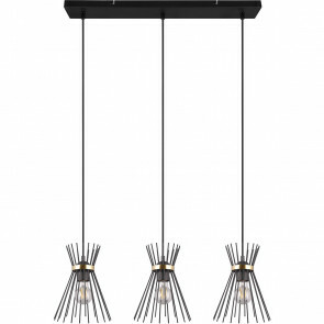 LED Hanglamp - Trion Drado - E27 Fitting - 3-lichts - Rechthoek - Zwart Goud - Metaal 1