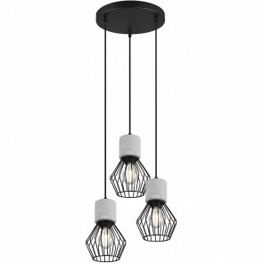 LED Hanglamp - Trion Jamo - E27 Fitting - 3-lichts - Rond - Mat Zwart - Aluminium