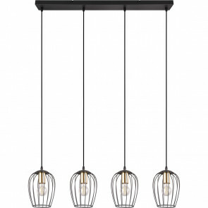LED Hanglamp - Trion Rigo - E27 Fitting - 4-lichts - Rond - Mat Zwart - Metaal 1