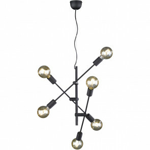LED Hanglamp - Trion Ross - E27 Fitting - 6-lichts - Rond - Mat Zwart - Aluminium