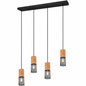 LED Hanglamp - Trion Yosh - E27 Fitting - 4-lichts - Rond - Mat Zwart - Aluminium