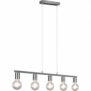LED Hanglamp - Trion Zuncka - E27 Fitting - 5-lichts - Rechthoek - Mat Nikkel - Aluminium