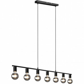 LED Hanglamp - Trion Zuncka - E27 Fitting - 7-lichts - Rechthoek - Mat Zwart - Aluminium