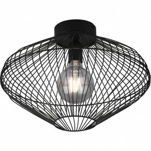 LED Plafondlamp - Plafondverlichting - Trion Caboli - E27 Fitting - Rond - Mat Zwart - Aluminium