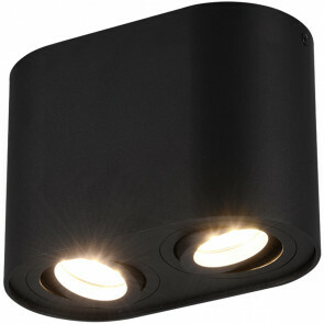 LED Plafondlamp - Plafondverlichting - Trion Cosmin - GU10 Fitting - 2-lichts - Rechthoek - Mat Zwart - Aluminium