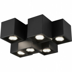 LED Plafondlamp - Plafondverlichting - Trion Ferry - GU10 Fitting - 6-lichts - Rechthoek - Mat Zwart - Aluminium