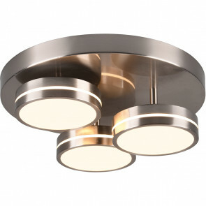LED Plafondlamp - Plafondverlichting - Trion Franco - 25.5W - Warm Wit 3000K - 3-lichts - Dimbaar - Rond - Mat Nikkel - Aluminium