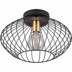 LED Plafondlamp - Plafondverlichting - Trion Rigo - E27 Fitting - 1-lichts - Rond - Mat Zwart - Metaal 1