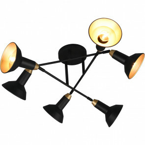 LED Plafondlamp - Plafondverlichting - Trion Rollo - E14 Fitting - 6-lichts - Rond - Mat Zwart - Aluminium