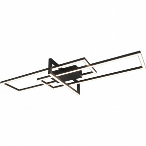 LED Plafondlamp - Plafondverlichting - Trion Salana - 34W - Warm Wit 3000K - Rechthoek - Mat Zwart - Aluminium