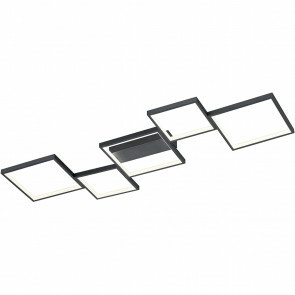 LED Plafondlamp - Plafondverlichting - Trion Soranto - 34W - Warm Wit 3000K - Dimbaar - Rechthoek - Mat Zwart - Aluminium