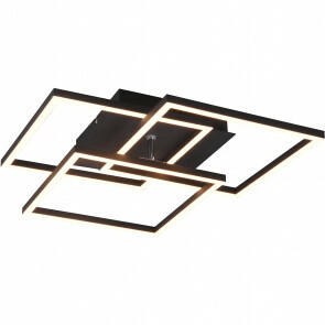 LED Plafondlamp - Trion Mibal - 28W - Aanpasbare Kleur - Afstandsbediening - Dimbaar - Rechthoek - Mat Zwart - Aluminium