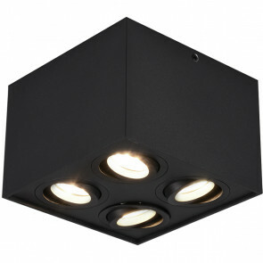 LED Plafondspot - Trion Bisqy - GU10 Fitting - 4-lichts - Vierkant - Mat Zwart - Aluminium