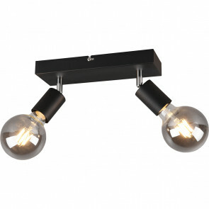 LED Plafondspot - Trion Zuncka - E27 Fitting - 2-lichts - Rechthoek - Mat Zwart - Aluminium