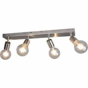 LED Plafondspot - Trion Zuncka - E27 Fitting - 4-lichts - Rechthoek - Mat Nikkel - Aluminium 
