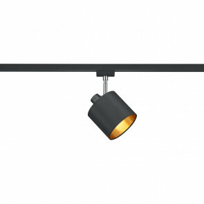 LED Railverlichting - Track Spot - Trion Dual Torry - 2 Fase - E14 Fitting - Rond - Mat Zwart/Goud - Textiel 