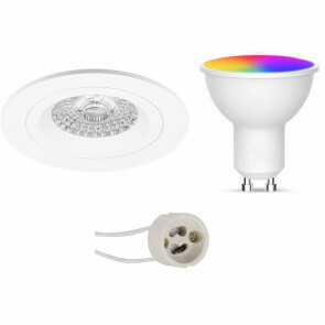 LED Spot Set GU10 - Facto - Smart LED - Wifi LED - Slimme LED - 5W - RGB+CCT - Aanpasbare Kleur - Dimbaar - Afstandsbediening - Pragmi Rodos Pro - Inbouw Rond - Mat Wit - Ø93mm