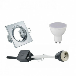 LED Spot Set - Trion - GU10 Fitting - Inbouw Vierkant - Glans Chroom - 4W - Helder/Koud Wit 6400K - Kantelbaar 80mm