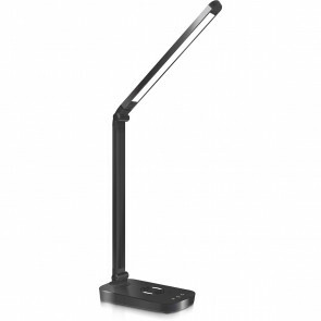 LED Tafellamp - Aigi Sorina - 5W - Qi Draadloze Oplaadfunctie - Aanpasbare Kleur - Dimbaar - Mat Zwart