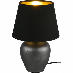 LED Tafellamp - Tafelverlichting - Trion Albino - E14 Fitting - Rond - Antiek Nikkel - Zwart/Goud - Keramiek - Ø180mm