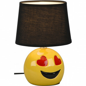 LED Tafellamp - Tafelverlichting - Trion Smiley - E14 Fitting - Rond - Mat Zwart - Keramiek