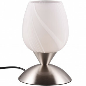 LED Tafellamp - Trion Bekre - E14 Fitting - 1 lichtpunt - Mat Nikkel - Metaal - Wit Geborstelde Glas 1