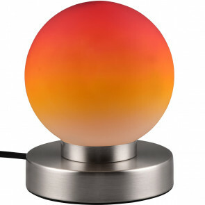 LED Tafellamp - Trion Bolle - E14 Fitting - 1 lichtpunt - Mat Nikkel - Metaal - Oranje Glas 1