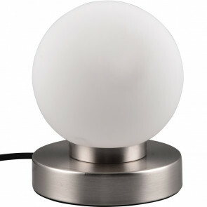 LED Tafellamp - Trion Bolle - E14 Fitting - 1 lichtpunt - Mat Nikkel - Metaal - Wit Glas 1