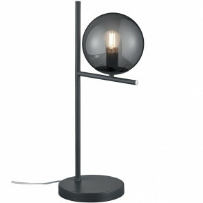 LED Tafellamp - Trion Pora - E14 Fitting - Rond - Mat Zwart Rookglas - Aluminium