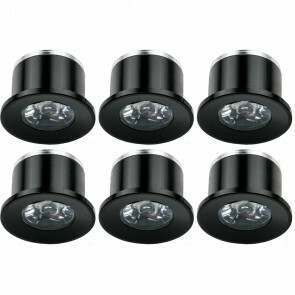LED Veranda Spot Verlichting 6 Pack - 1W - Warm Wit 3000K - Inbouw - Dimbaar - Rond - Mat Zwart - Aluminium - Ø31mm
