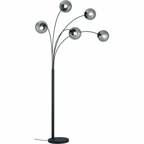 LED Vloerlamp - Trion Balina - E14 Fitting - Rond - Mat Zwart - Aluminium