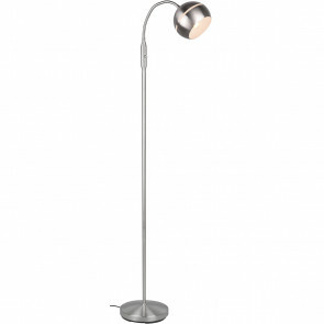 LED Vloerlamp - Trion Flatina - E14 Fitting - Flexibele Arm - Rond - Mat Nikkel - Aluminium