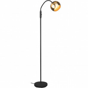 LED Vloerlamp - Trion Flatina - E14 Fitting - Flexibele Arm - Rond - Mat Zwart/Goud - Aluminium
