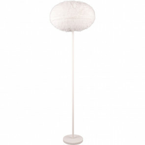 LED Vloerlamp - Trion Fluffy - E27 Fitting - Rond - Taupe - Synthetisch Pluche 1