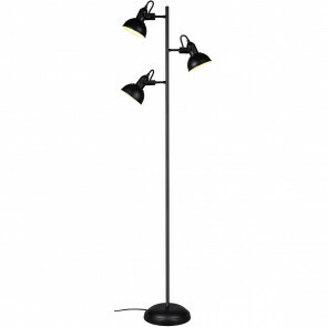 LED Vloerlamp - Trion Gini - E14 Fitting - 3-lichts - Rond - Mat Zwart - Aluminium