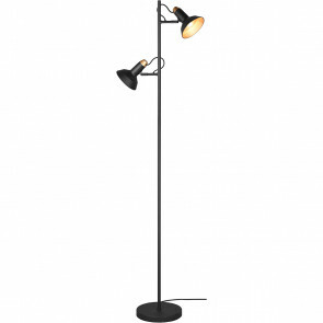 LED Vloerlamp - Trion Rollo - E14 Fitting - 2-lichts - Rond - Mat Zwart - Aluminium