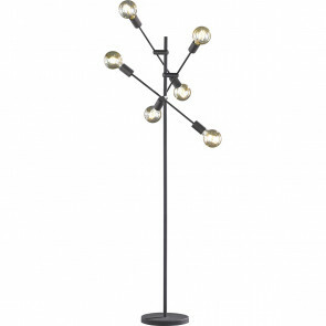 LED Vloerlamp - Trion Ross - E27 Fitting - Rond - Mat Zwart - Aluminium