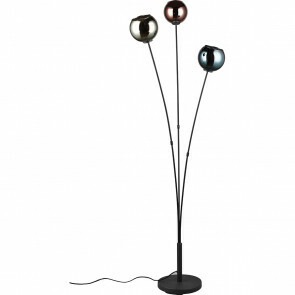 LED Vloerlamp - Trion Seldy - E14 Fitting - 3-lichts - Zwart met Multicolor Glas 1