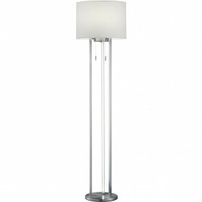 LED Vloerlamp - Trion Tondira - 15W - Warm Wit 3000K - E27 Fitting - 4-lichts - Rond - Mat Nikkel - Aluminium/Textiel