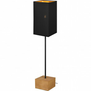LED Vloerlamp - Vloerverlichting - Trion Wooden - E27 Fitting - Rechthoek - Mat Zwart/Goud - Hout