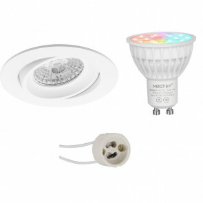 Mi-Light - LED Spot Set GU10 - Smart LED - Wifi LED - Slimme LED - 4W - RGB+CCT - Aanpasbare Kleur - Dimbaar - Pragmi Delton Pro - Inbouw Rond - Mat Wit - Kantelbaar - Ø82mm
