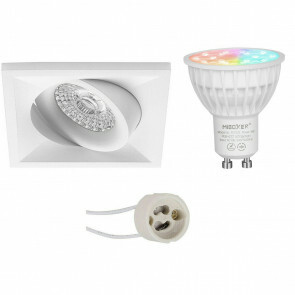 Mi-Light - LED Spot Set GU10 - Smart LED - Wifi LED - Slimme LED - 4W - RGB+CCT - Aanpasbare Kleur - Dimbaar - Pragmi Qiundo Pro - Inbouw Vierkant - Mat Wit - Kantelbaar - 80mm