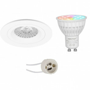 Mi-Light - LED Spot Set GU10 - Smart LED - Wifi LED - Slimme LED - 4W - RGB+CCT - Aanpasbare Kleur - Dimbaar - Pragmi Rodos Pro - Inbouw Rond - Mat Wit - Ø93mm