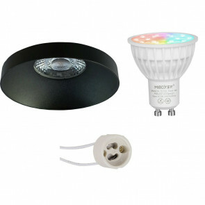 Mi-Light - LED Spot Set GU10 - Smart LED - Wifi LED - Slimme LED - 4W - RGB+CCT - Aanpasbare Kleur - Dimbaar - Pragmi Vrito Pro - Inbouw Rond - Mat Zwart - Ø82mm