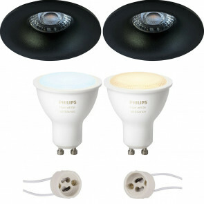 PHILIPS HUE - LED Spot Set GU10 - White Ambiance - Bluetooth - Pragmi Nora Pro - Inbouw Rond - Mat Zwart - Ø82mm